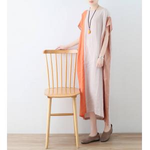 Bi-Colored Linen Beach Caftan Summer Flax Hawaii Dress