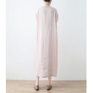 Bi-Colored Linen Beach Caftan Summer Flax Hawaii Dress