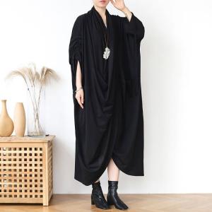 Loose-Fit Draped Cocoon Dress Pleated Modest Caftan