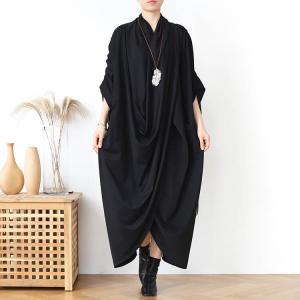 Loose-Fit Draped Cocoon Dress Pleated Modest Caftan