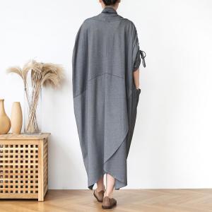 Loose-Fit Draped Cocoon Dress Pleated Modest Caftan