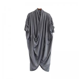 Loose-Fit Draped Cocoon Dress Pleated Modest Caftan