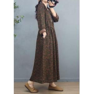 High Waist Tied Floral Dress Loose Linen Travel Dress