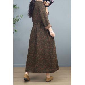 High Waist Tied Floral Dress Loose Linen Travel Dress