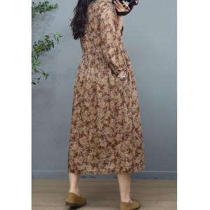 Tied Waist Floral Shirt Dress Slouchy Ramie Hawaii Dress