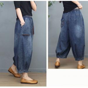 Hip Pockets Stone Wash Jeans Womens Baggy Dad Jeans