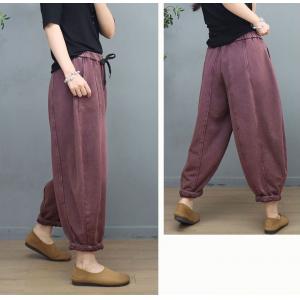 Drawstring Waist Cotton Loose Pants Stone Wash Sweat Pants