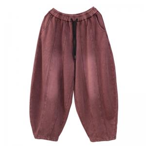 Drawstring Waist Cotton Loose Pants Stone Wash Sweat Pants