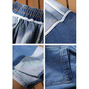 Blue Contrast Straight Leg Jeans Baggy Cotton Ankle Jeans