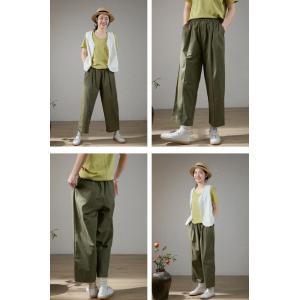 Comfy Cotton Straight Leg Pants Plain Travel Pants