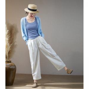 Comfy Cotton Straight Leg Pants Plain Travel Pants