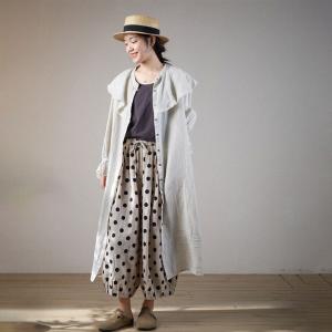 Flouncing Collar Belted Linen Dress Resort Prairie Dress