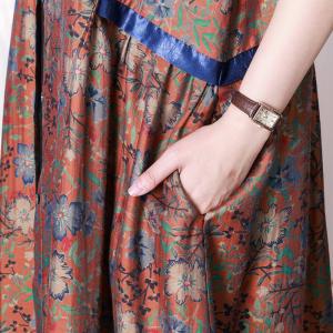 Orange Floral Silk Shift Dress Blue Striped Spring Resort Dress