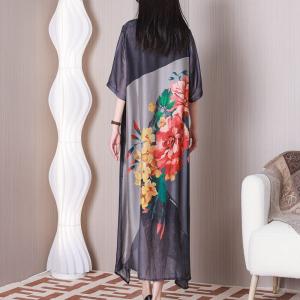 Loose-Fit Peony Summer Dress Senior Women Travel Dress