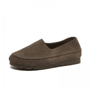 Round Toe Low Top Flats Soft Leather Cozy Travel Shoes