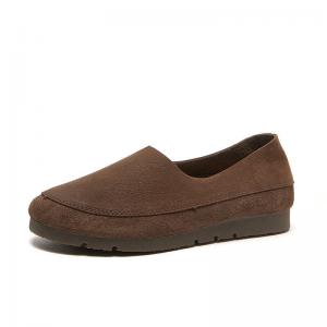 Round Toe Low Top Flats Soft Leather Cozy Travel Shoes