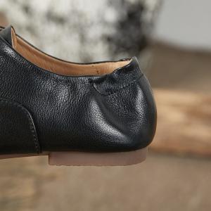 British Fashion Cowhide Flat Loafers Untied Slip-On Flats