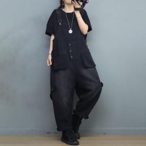 Pop Colors Baggy Cargo Overalls Womens Cotton Dungarees