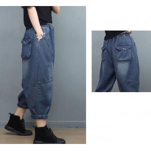 Hip Flap Pockets Baggy Jeans 90s Fashion Ankle Jeans