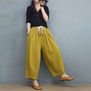 Cozy Summer Wide Leg Sweat Pants Casual Plain Cotton Pants