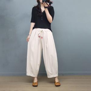 Cozy Summer Wide Leg Sweat Pants Casual Plain Cotton Pants