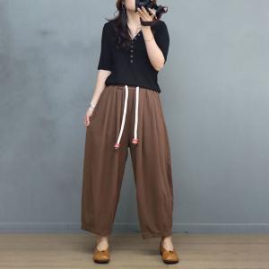 Cozy Summer Wide Leg Sweat Pants Casual Plain Cotton Pants