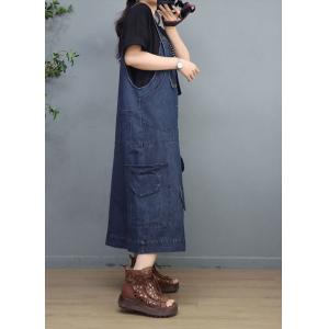 90s Fashion A-Line Jumper Dress Button Fly Jean Overalls Dress