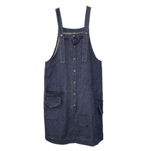 90s Fashion A-Line Jumper Dress Button Fly Jean Overalls Dress