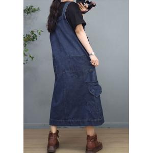 90s Fashion A-Line Jumper Dress Button Fly Jean Overalls Dress