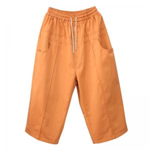 Pop Colored Cotton Pull-On Pants Summer Ankle Pants