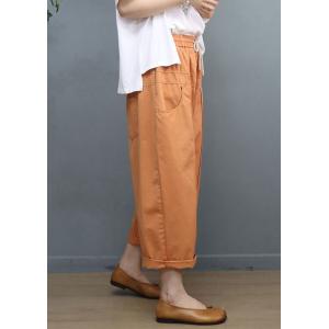 Pop Colored Cotton Pull-On Pants Summer Ankle Pants