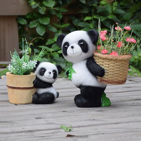 Outdoor Garden Panda Ornaments Creative Resin Animal Flower Pots for Balcony Courtyard