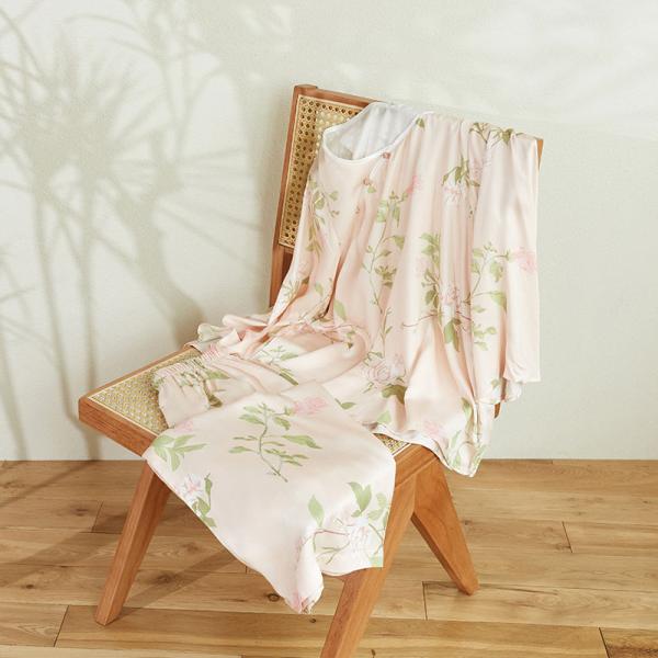 Rose Patterns Silky Pajamas Sets Loose Cozy Spring Pastel Homewear