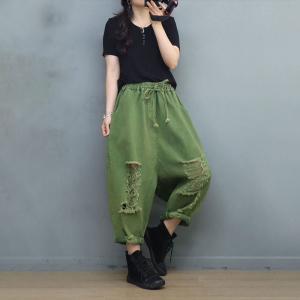 Hippie Style Baggy Ripped Jeans Summer Hole Dad Jeans