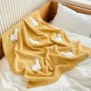 Stereo Sheep Embroidery Blanket Plain Short Knit Kid Throw