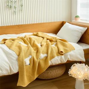 Stereo Sheep Embroidery Blanket Plain Short Knit Kid Throw