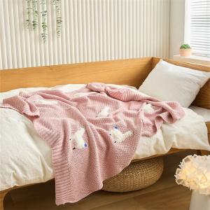 Stereo Sheep Embroidery Blanket Plain Short Knit Kid Throw