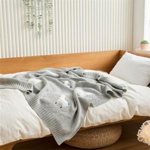 Stereo Sheep Embroidery Blanket Plain Short Knit Kid Throw