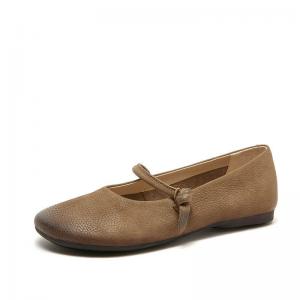 Strap Closeup Leather Travel Flats Round Toe Summer Comfort Shoes