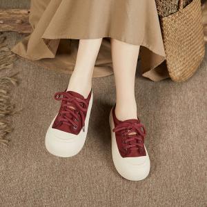 Preppy Style Leather Tied Sneakers Pop Colors Running Errands Shoes