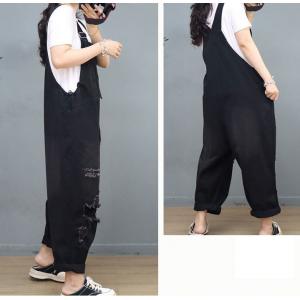 Relax-Fit Ripped 90s Overalls Denim Adjustable Straps Dungarees