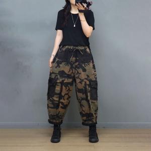 Vertical Striped Straight Leg Jeans Womens Baggy Camo Ripped Jeans