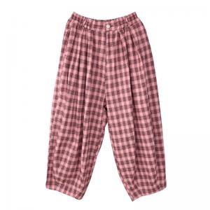 Summer Loose Tartan Pants Plus Size Cotton Checkered Pants