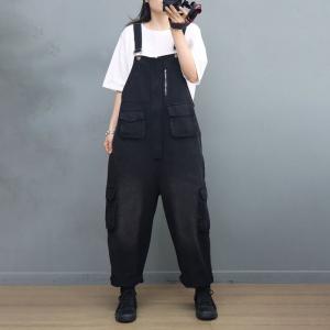 Street Chic Versatile Gardening Overalls Denim Cargo Overalls