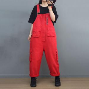 Street Chic Versatile Gardening Overalls Denim Cargo Overalls