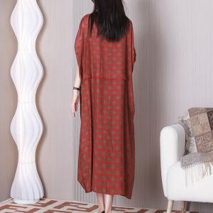 Folk Red Totem Shirt Dress Plus Size Resort Cardigan