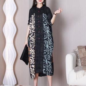 Peacock Prints Black Paisley Dress Plus Size Shirt Coccoon