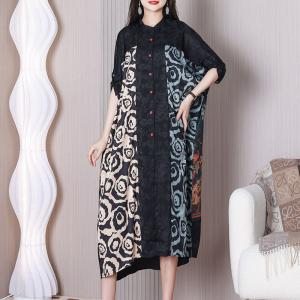 Peacock Prints Black Paisley Dress Plus Size Shirt Coccoon