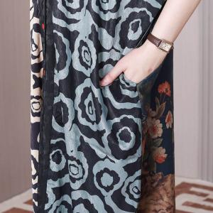 Peacock Prints Black Paisley Dress Plus Size Shirt Coccoon