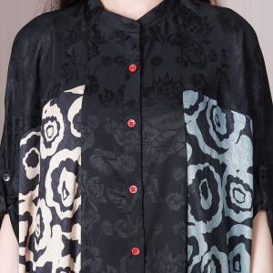 Peacock Prints Black Paisley Dress Plus Size Shirt Coccoon